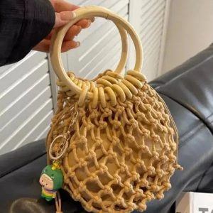 Bianca Tote Bag - PU Leather Wooden Handle Carryall