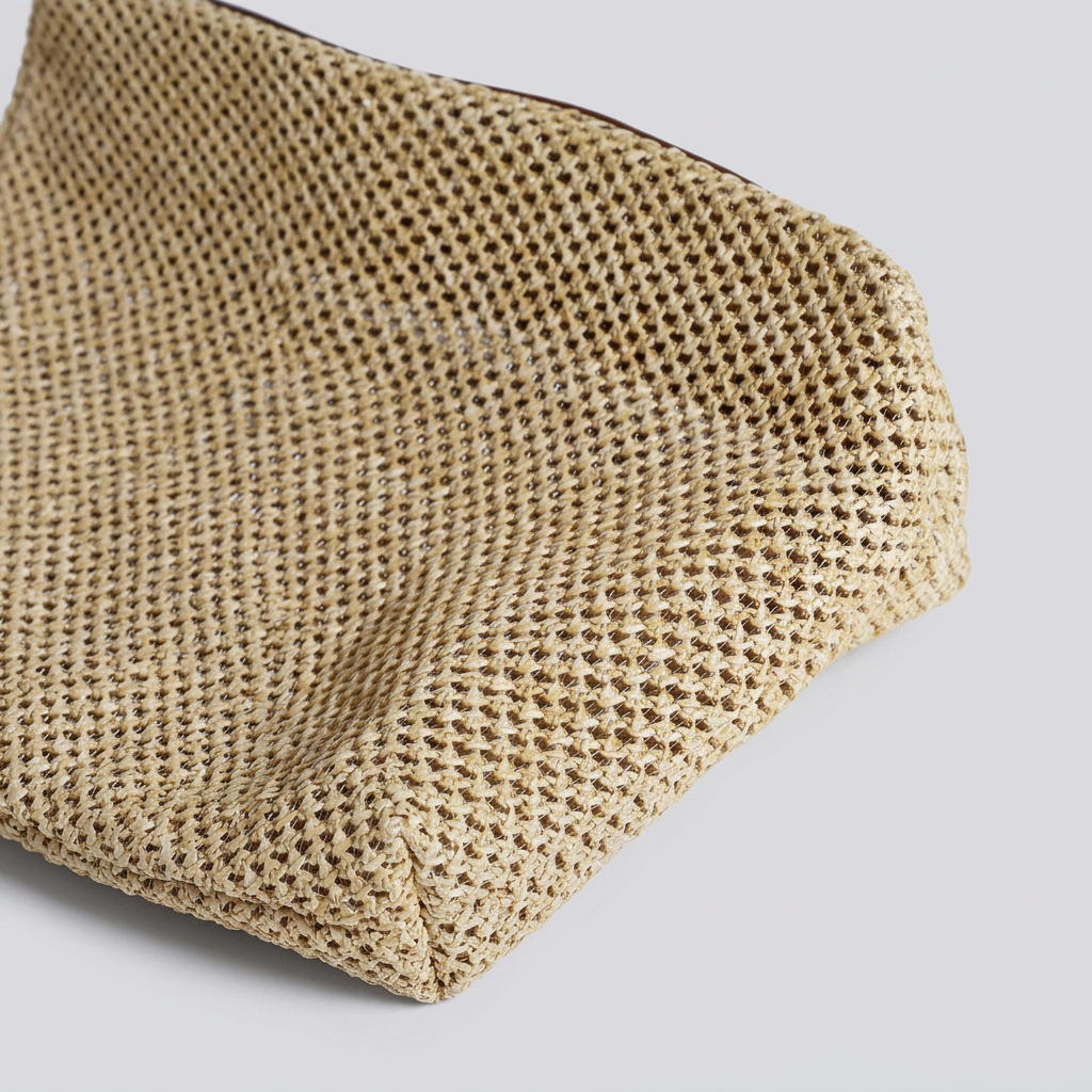 Astraea Boho Hobo Bag - Woven Straw & PU Leather - Image 5