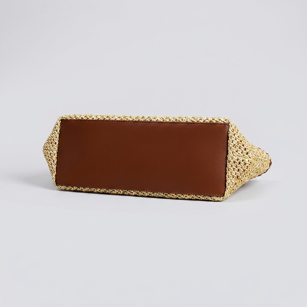 Astraea Boho Hobo Bag - Woven Straw & PU Leather - Image 4